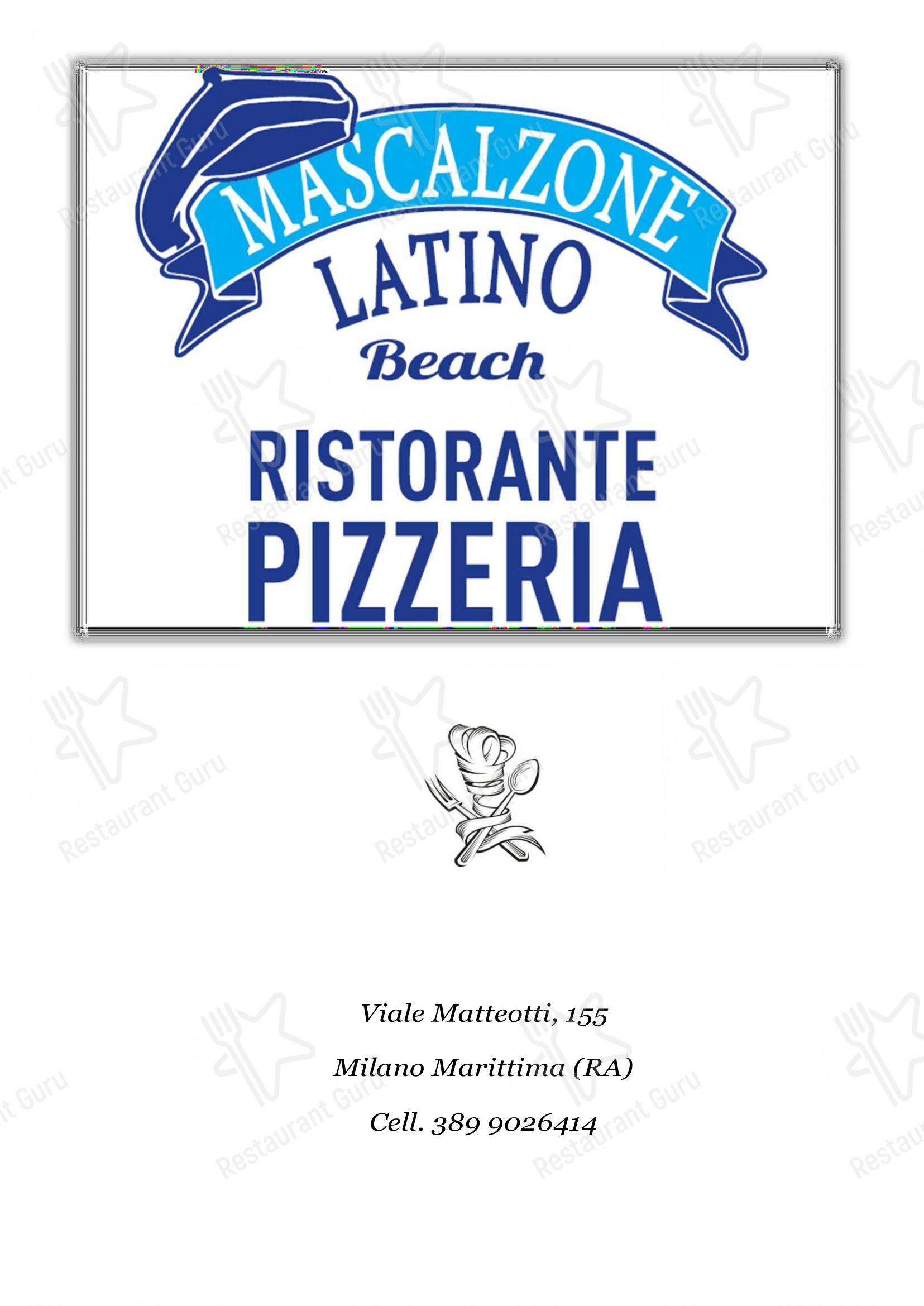 Menu per Ristorante Mascalzone Latino Beach Milano Marittima in Milano Marittima