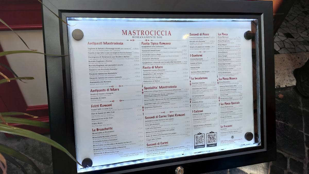 Menu di Mastrociccia - Osteria Pizzeria 