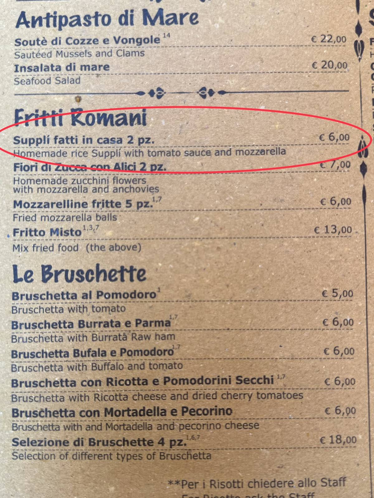 Menu di Mastrociccia - Osteria Pizzeria 
