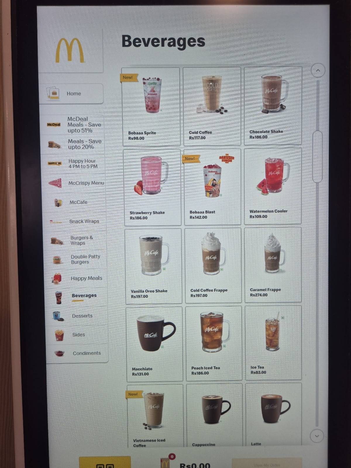 McDonald's menu