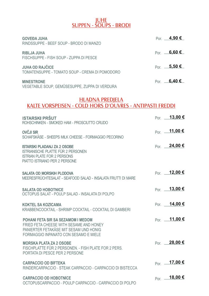 Menu di Restaurant da Giovanni MEDULIN 