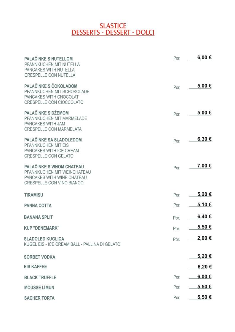 Menu di Restaurant da Giovanni MEDULIN 