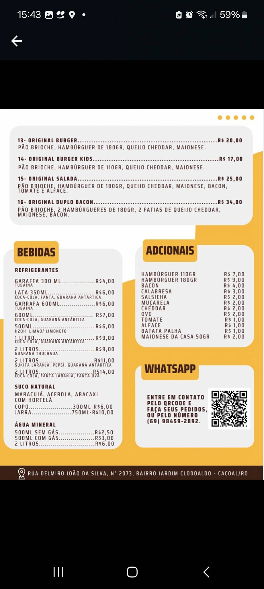 Mega Top Burger cardápio
