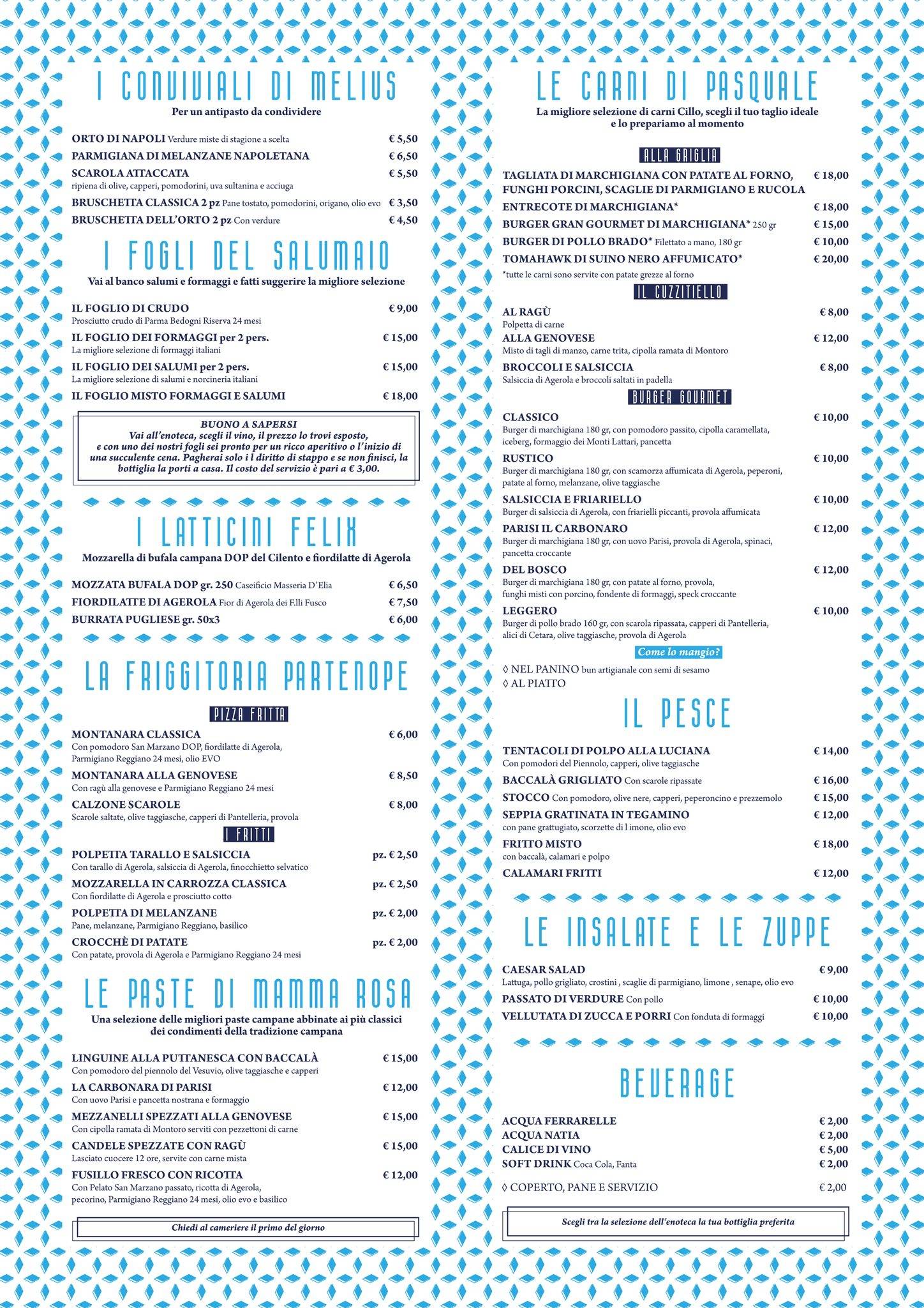 Menu di Melius Salumeria con Cucina 