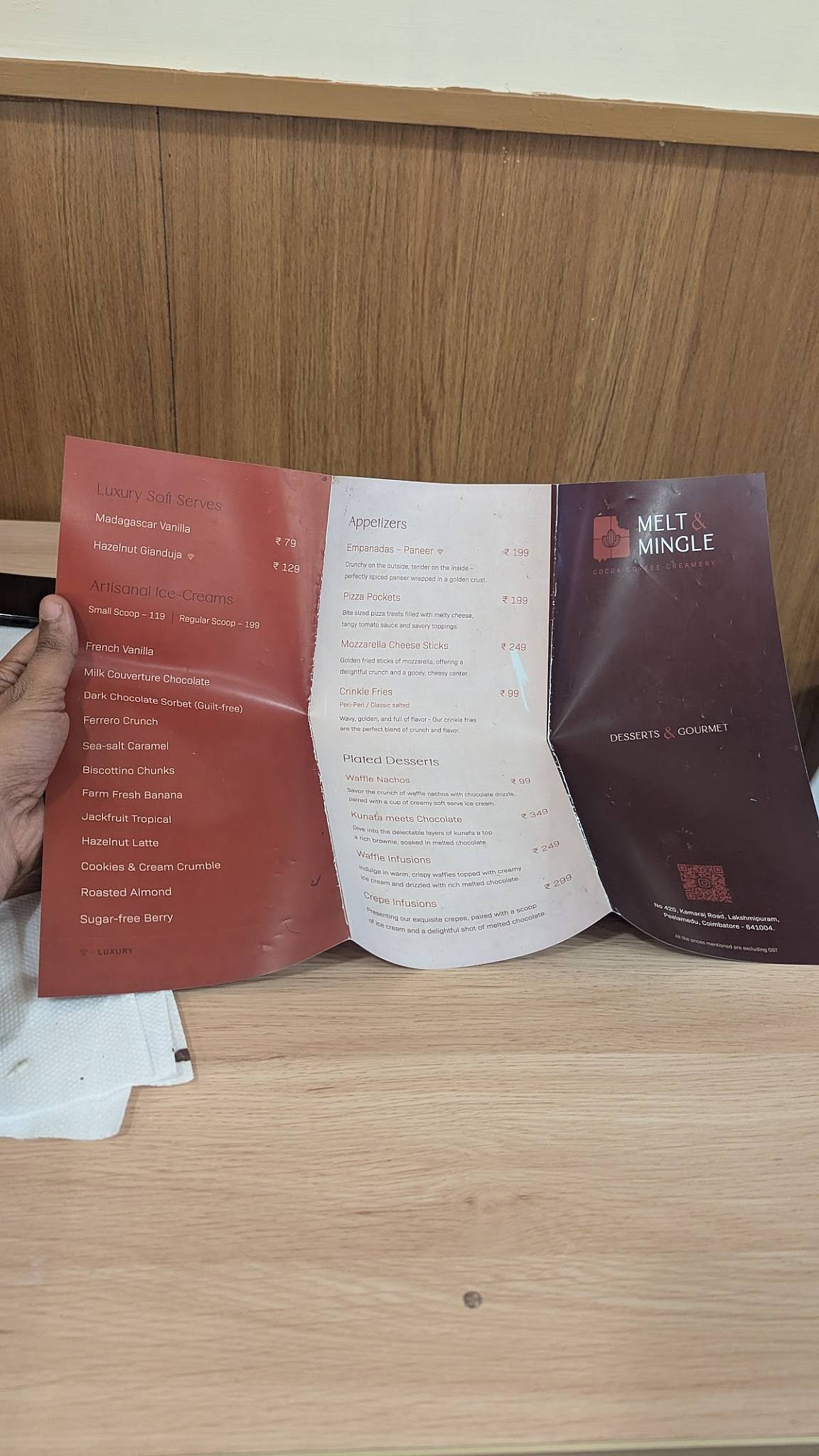 Melt and Mingle menu