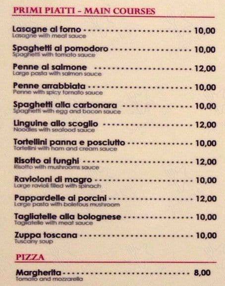 Menu di Bar Mercurio - Ristorante Pizzeria 