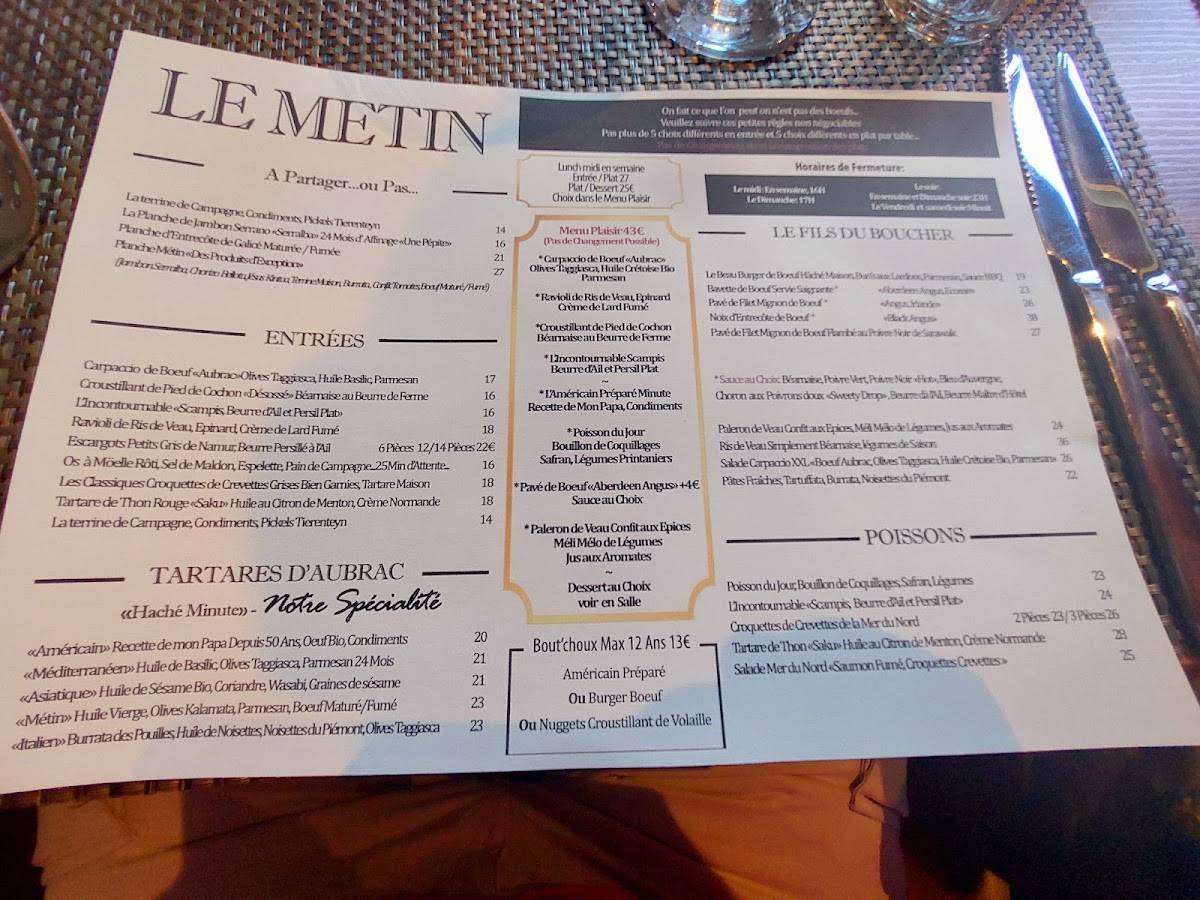 Menu au Le Métin, Mettet, Rue Albert 1er 123