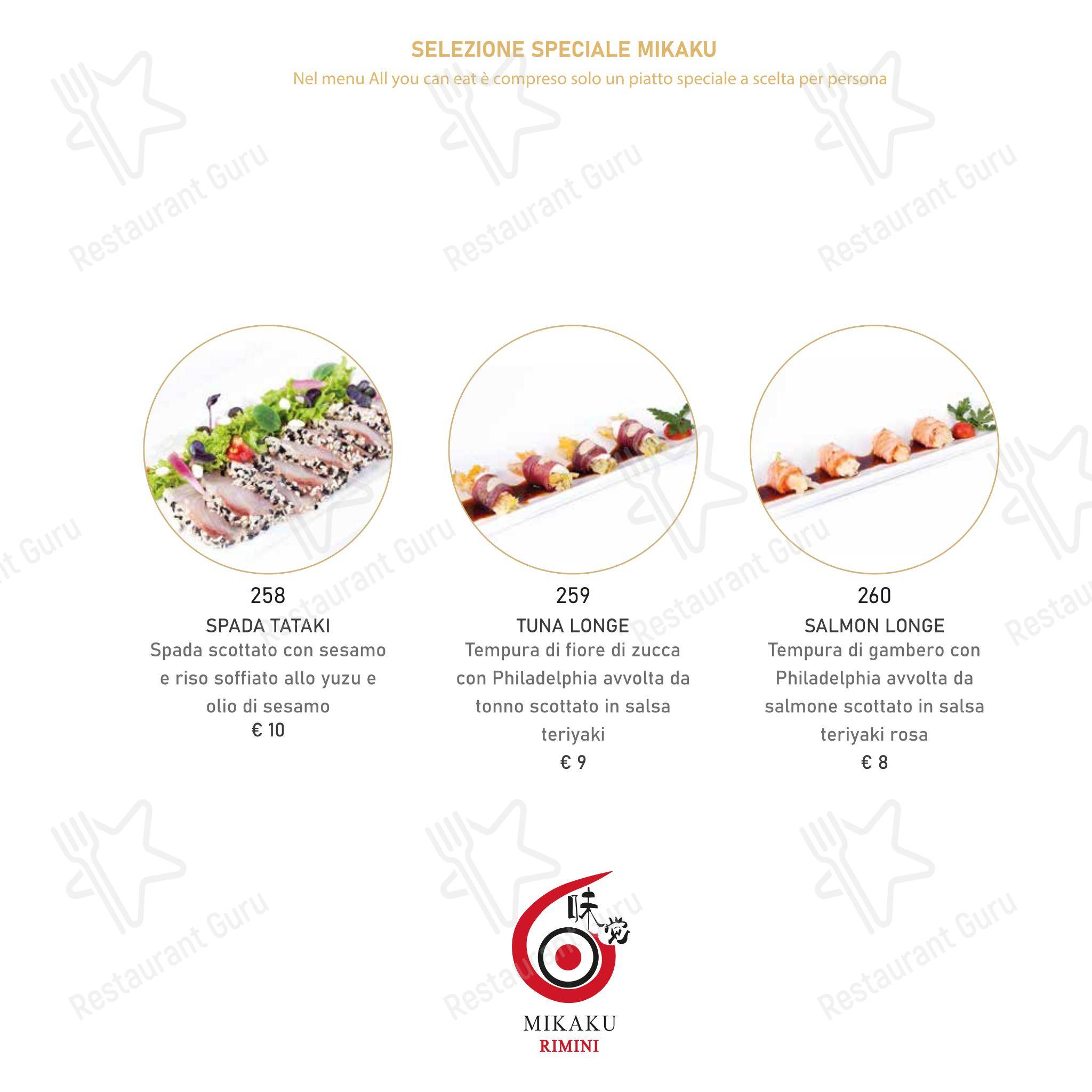 Menu per Mikaku sushi in Rimini