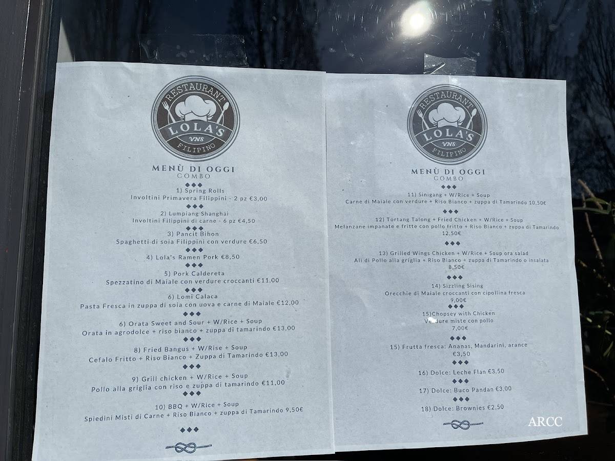 Menu di Lola's 