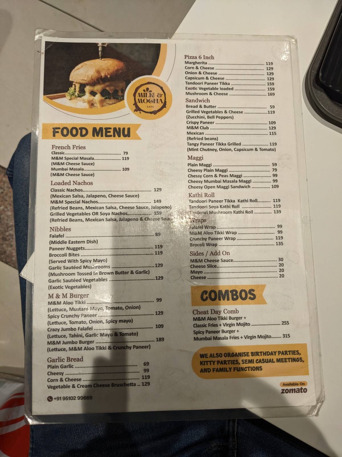 Milk & Mocha Cafe menu