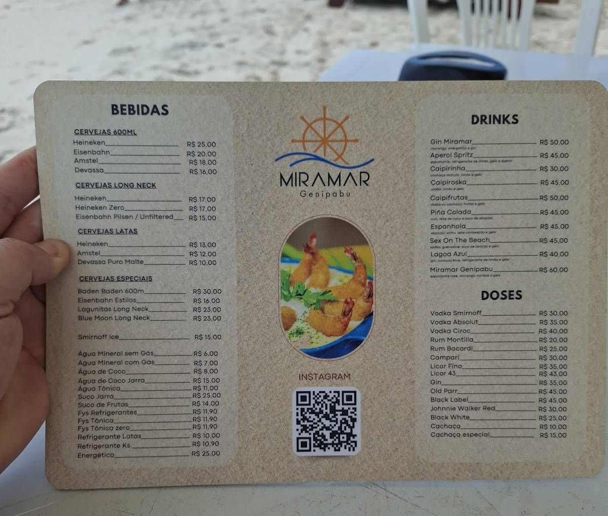 Miramar Genipabu - Restaurante cardápio