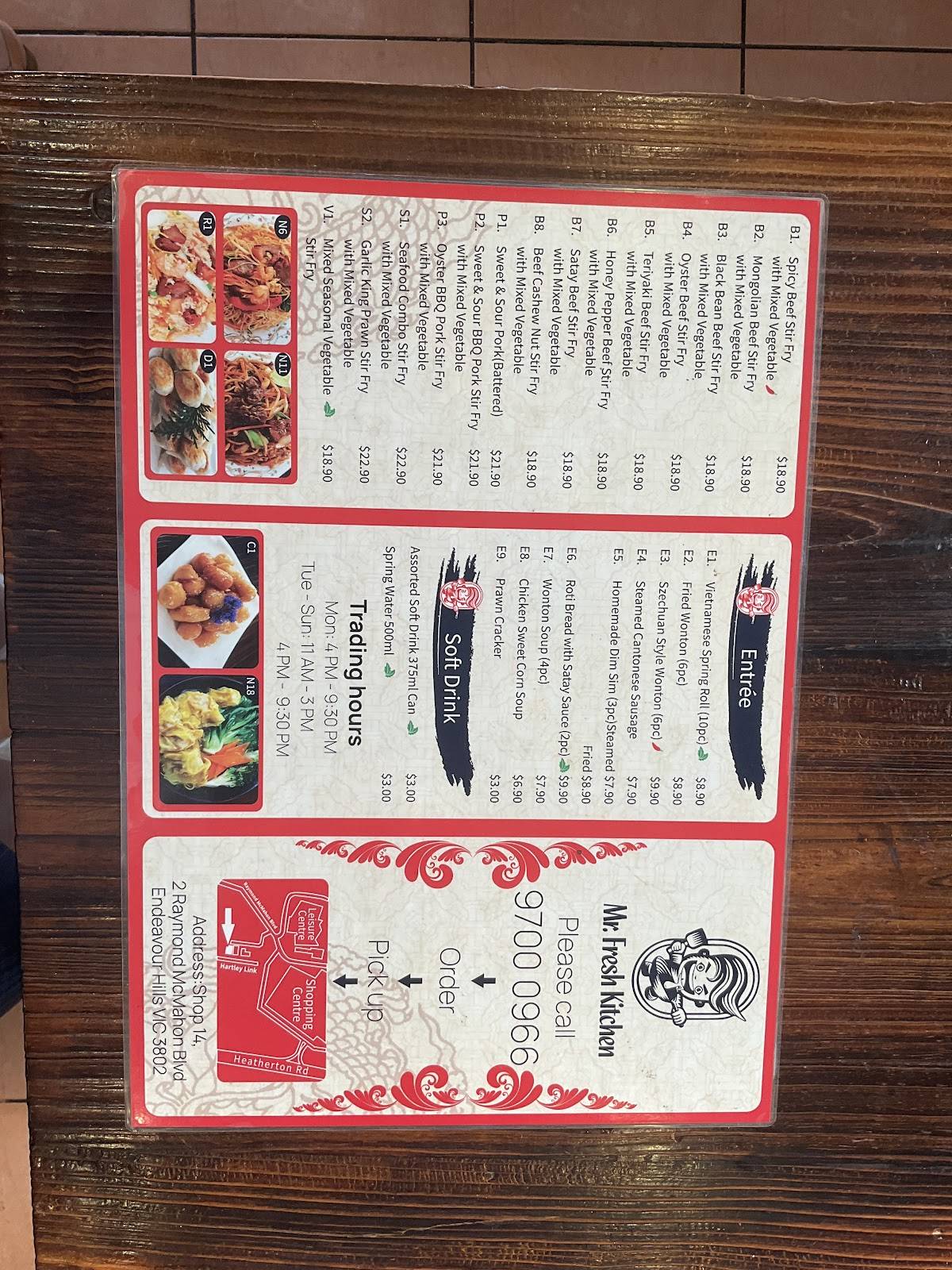 Menu at Mister Fresh Kitchen restaurant, Endeavour Hills