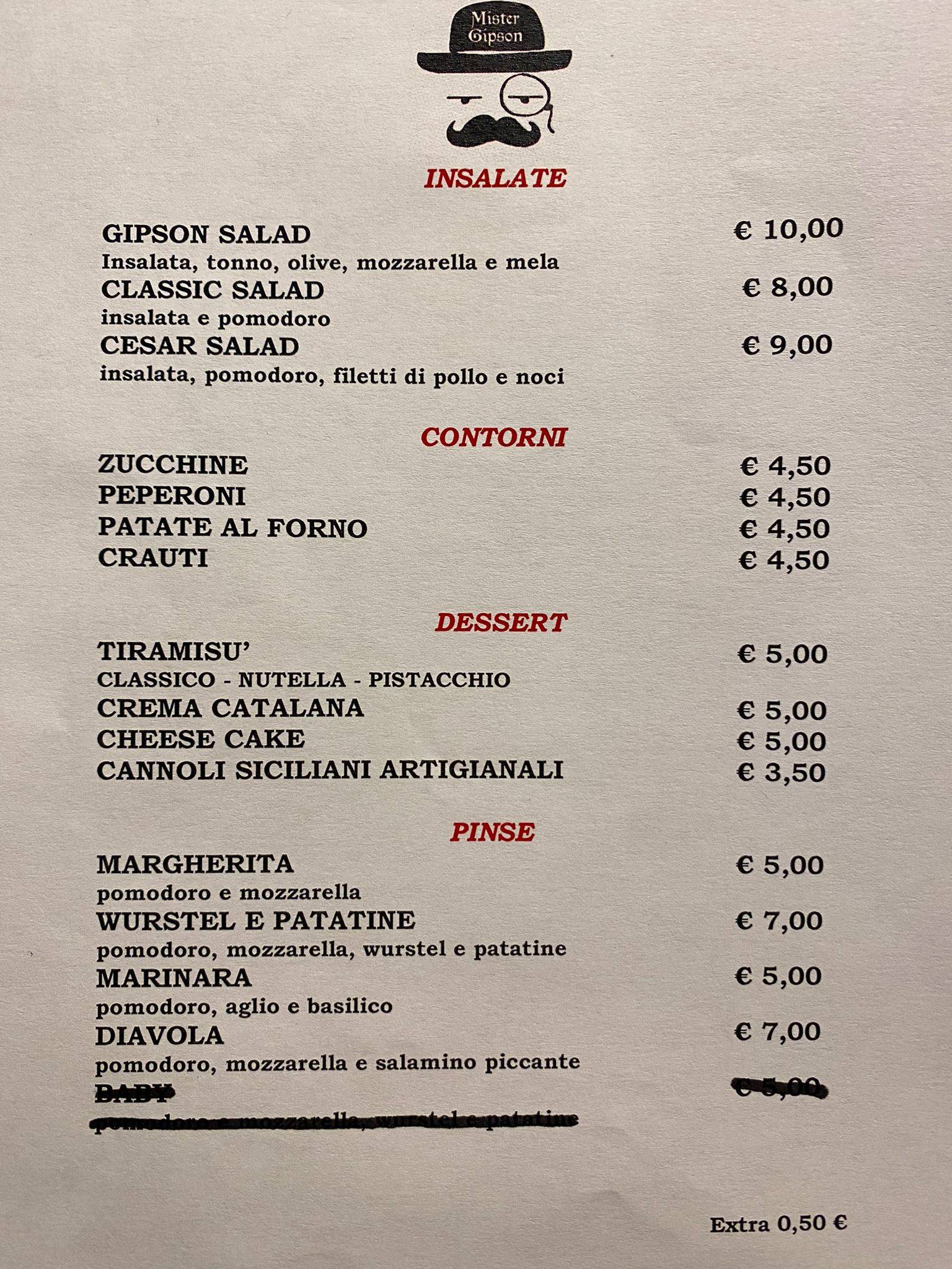 Menu di Mister Gipson Pub 