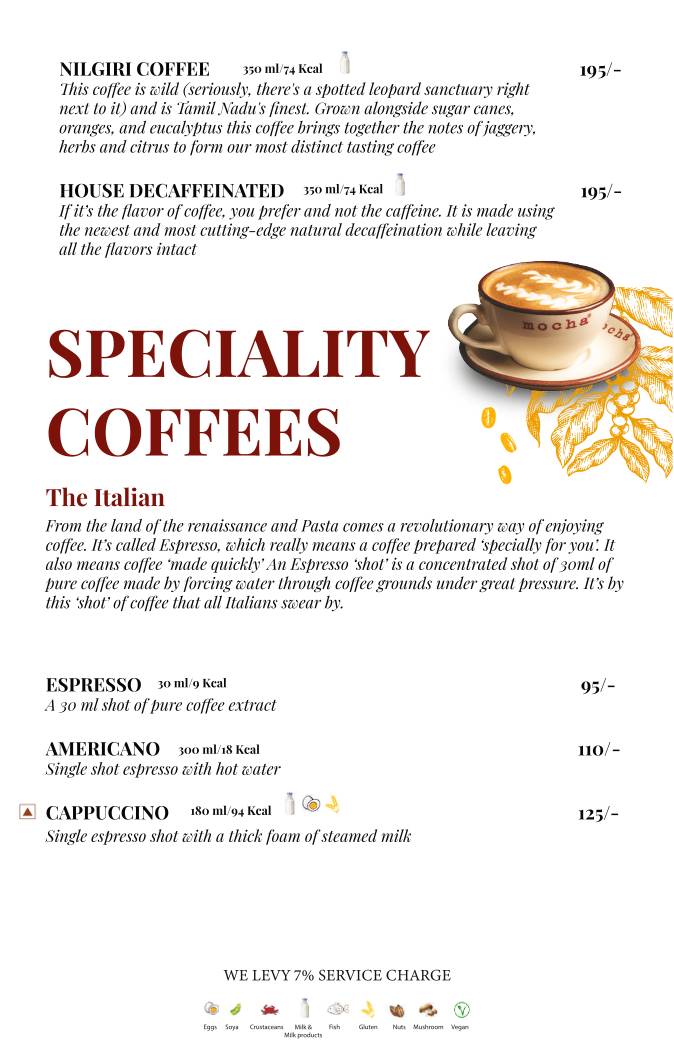 Mocha Cafe & Bar menu