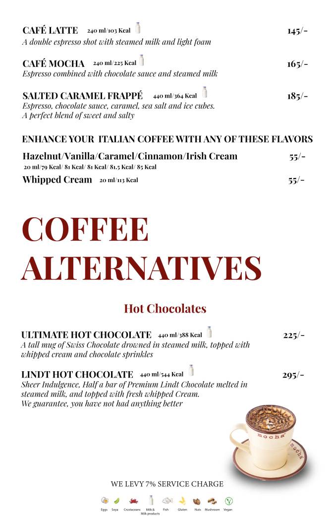Mocha Cafe & Bar menu