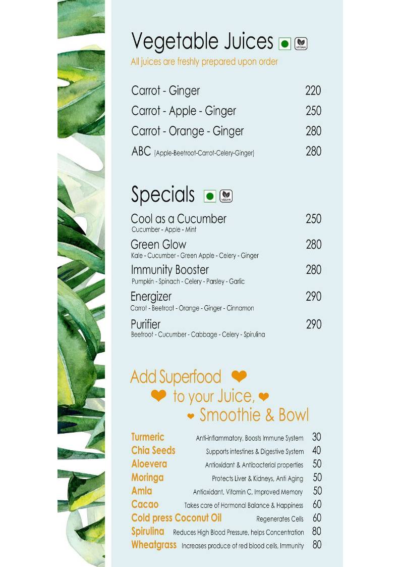 Mojigao Eco Resort menu