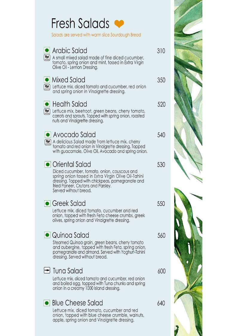 Mojigao Eco Resort menu