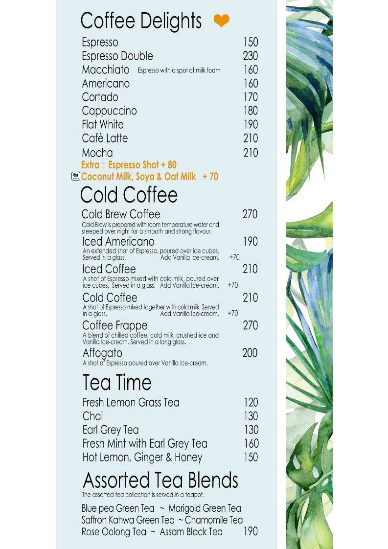 Mojigao Eco Resort menu
