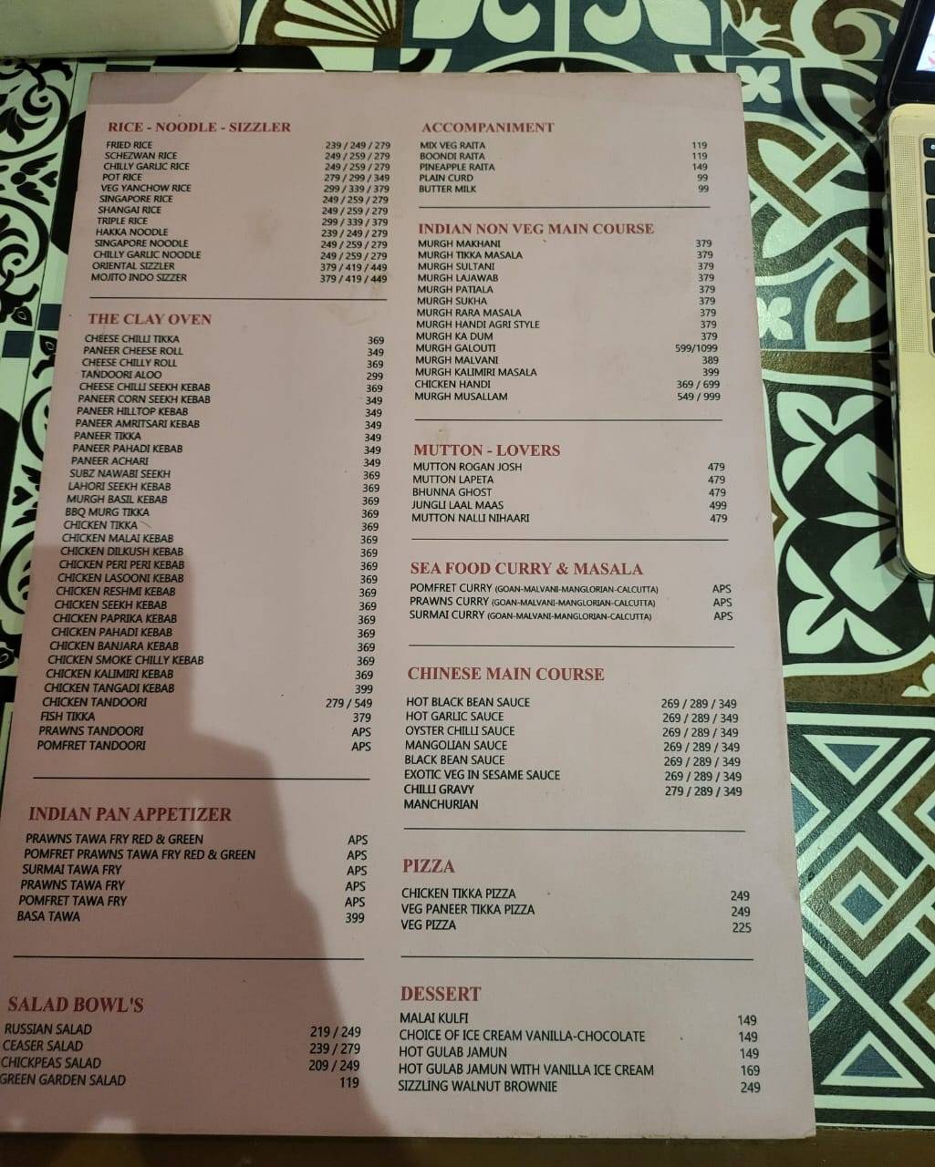 Mojito Cafe and Bar menu