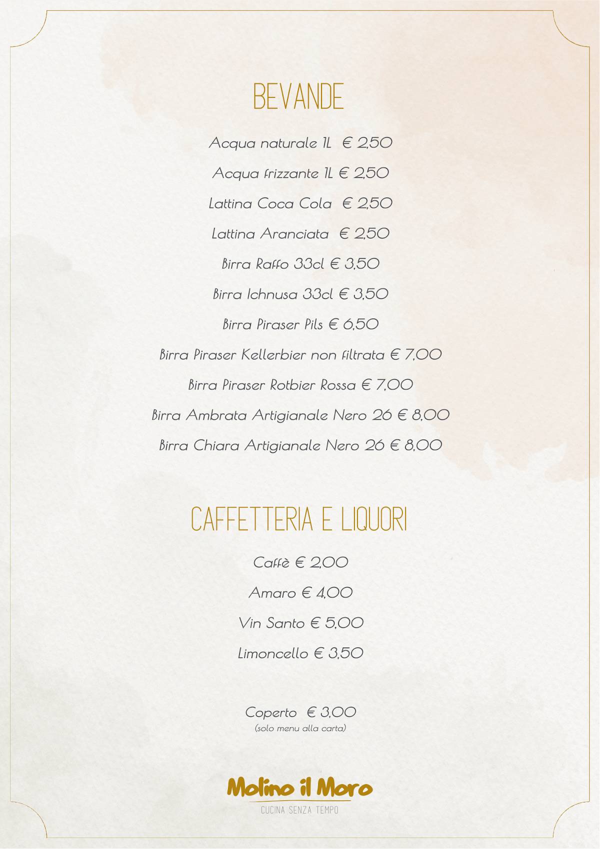 Menu di Molino Il Moro 