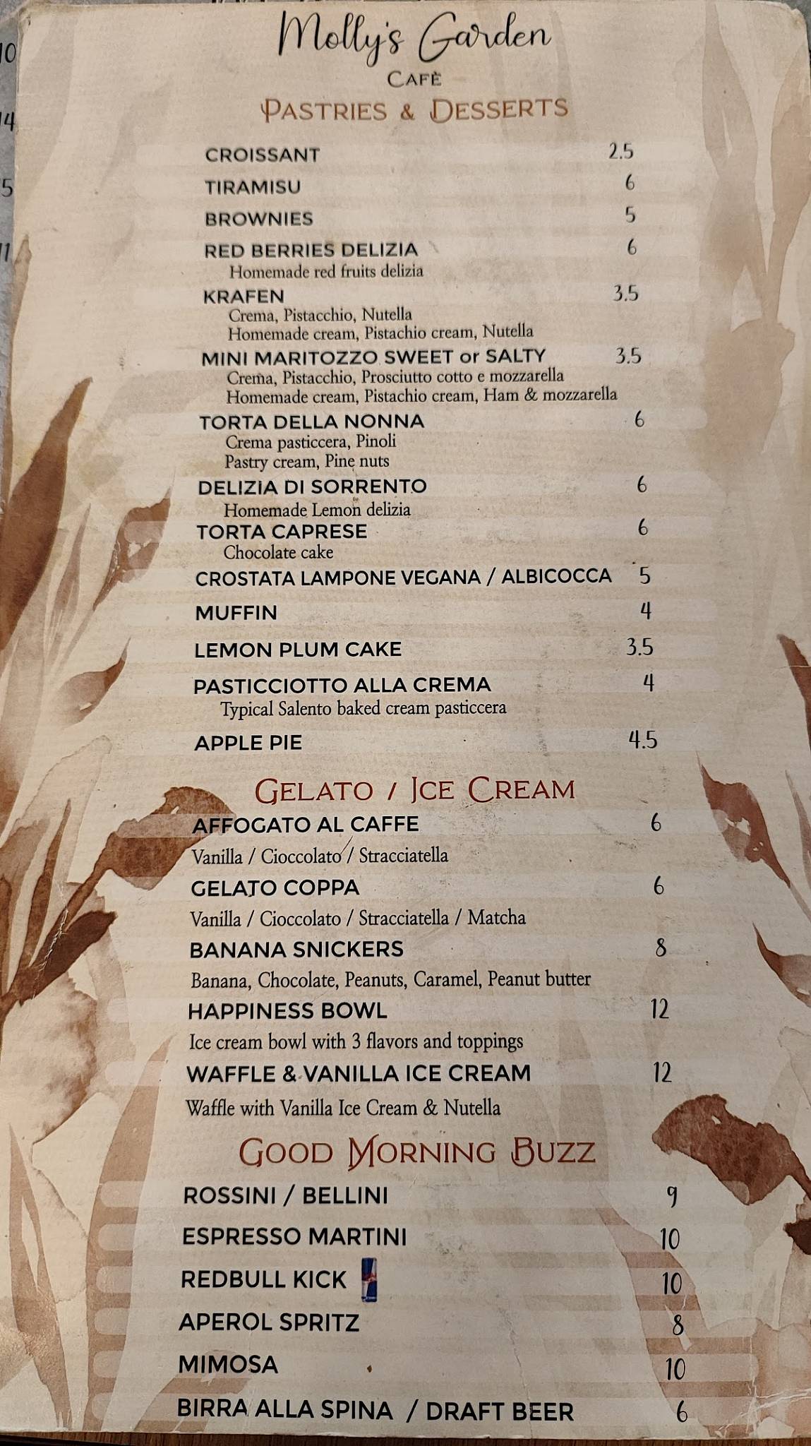 Menu di Molly's Garden Cafè 