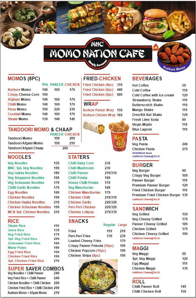 Momo Nation Cafe, Darbhanga menu