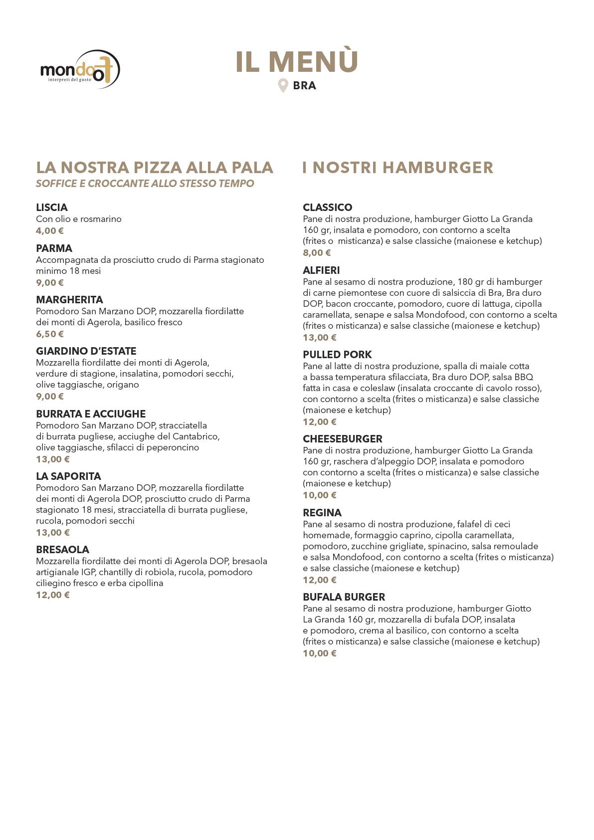 Menu di MondoFood Bra 