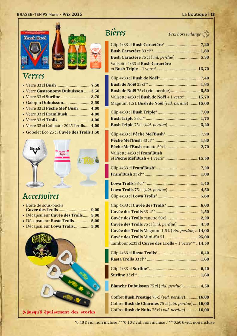 Menu de Brasse-Temps - Restaurant Brasserie Mons