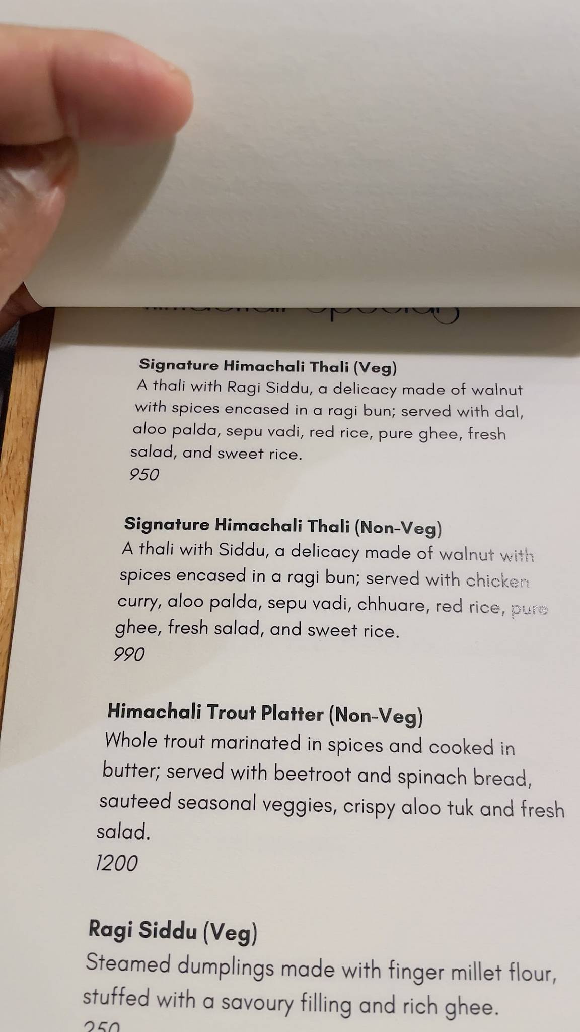 Monsoon menu
