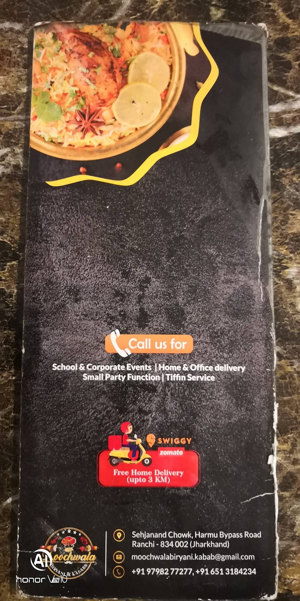 Moochhwala Biryaani & Kababs menu