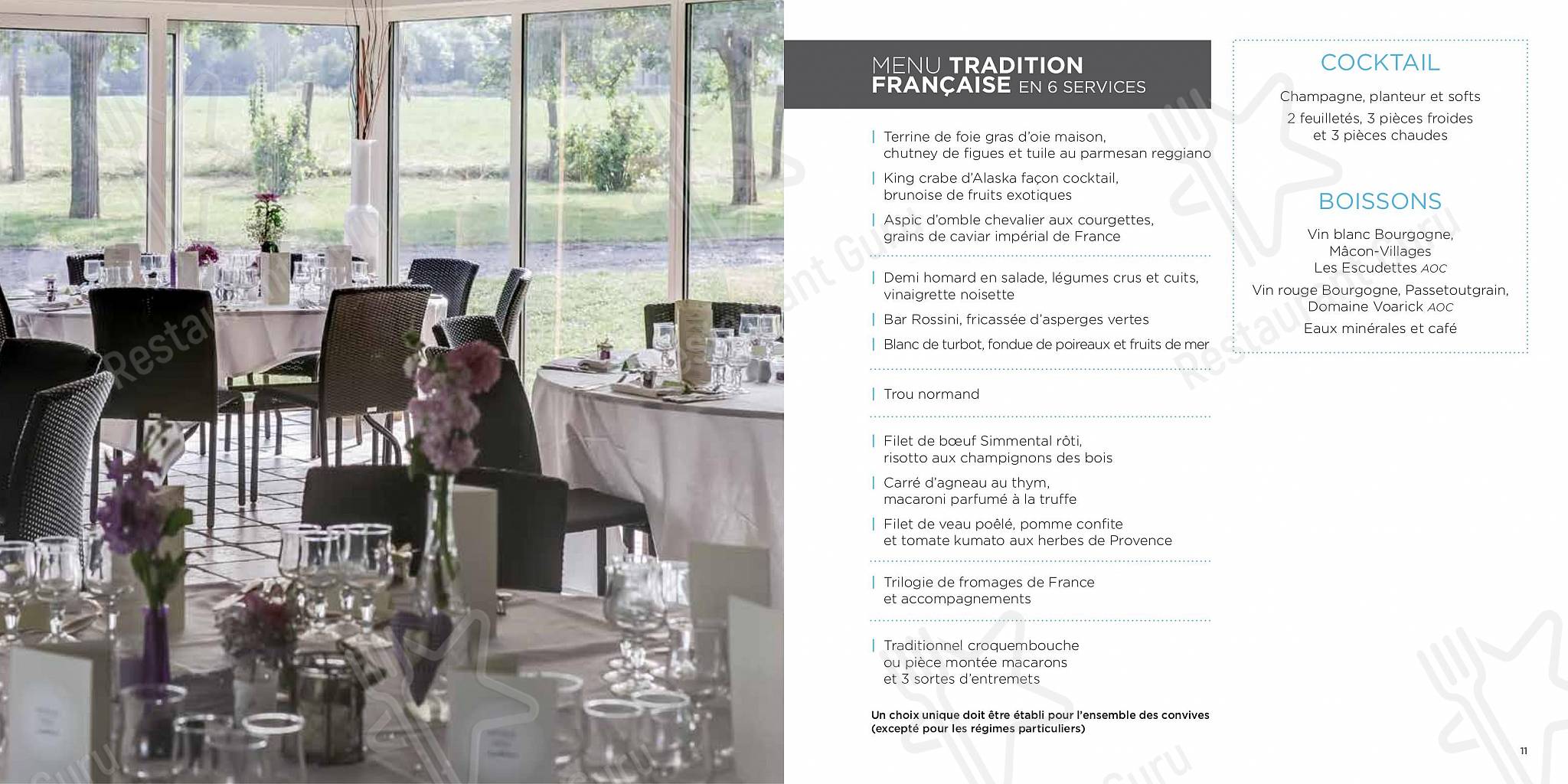 Ночное меню pour Le Moulin de Fourges restaurant