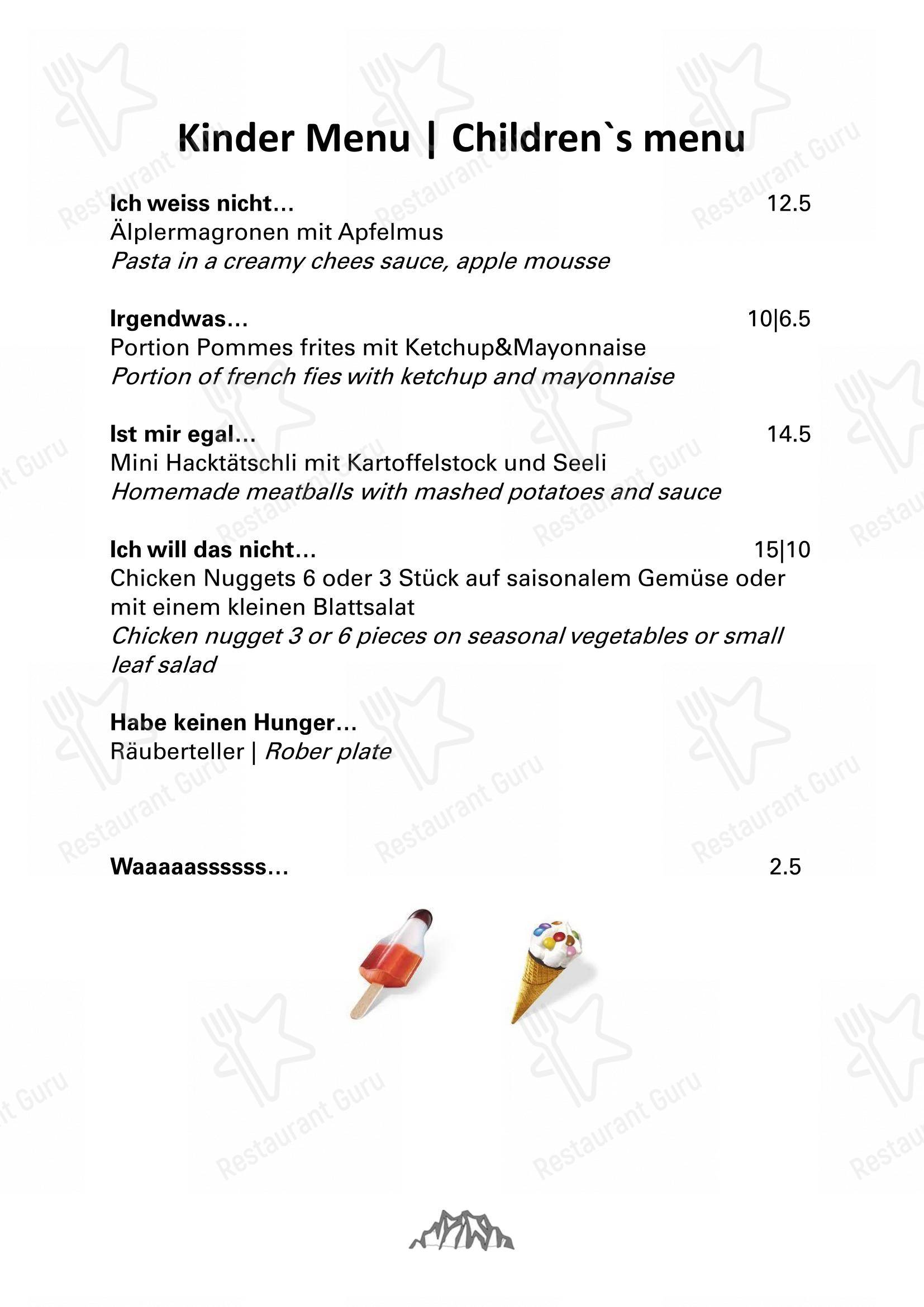 Menu per Mountain Restaurant Fürenalp in Engelberg