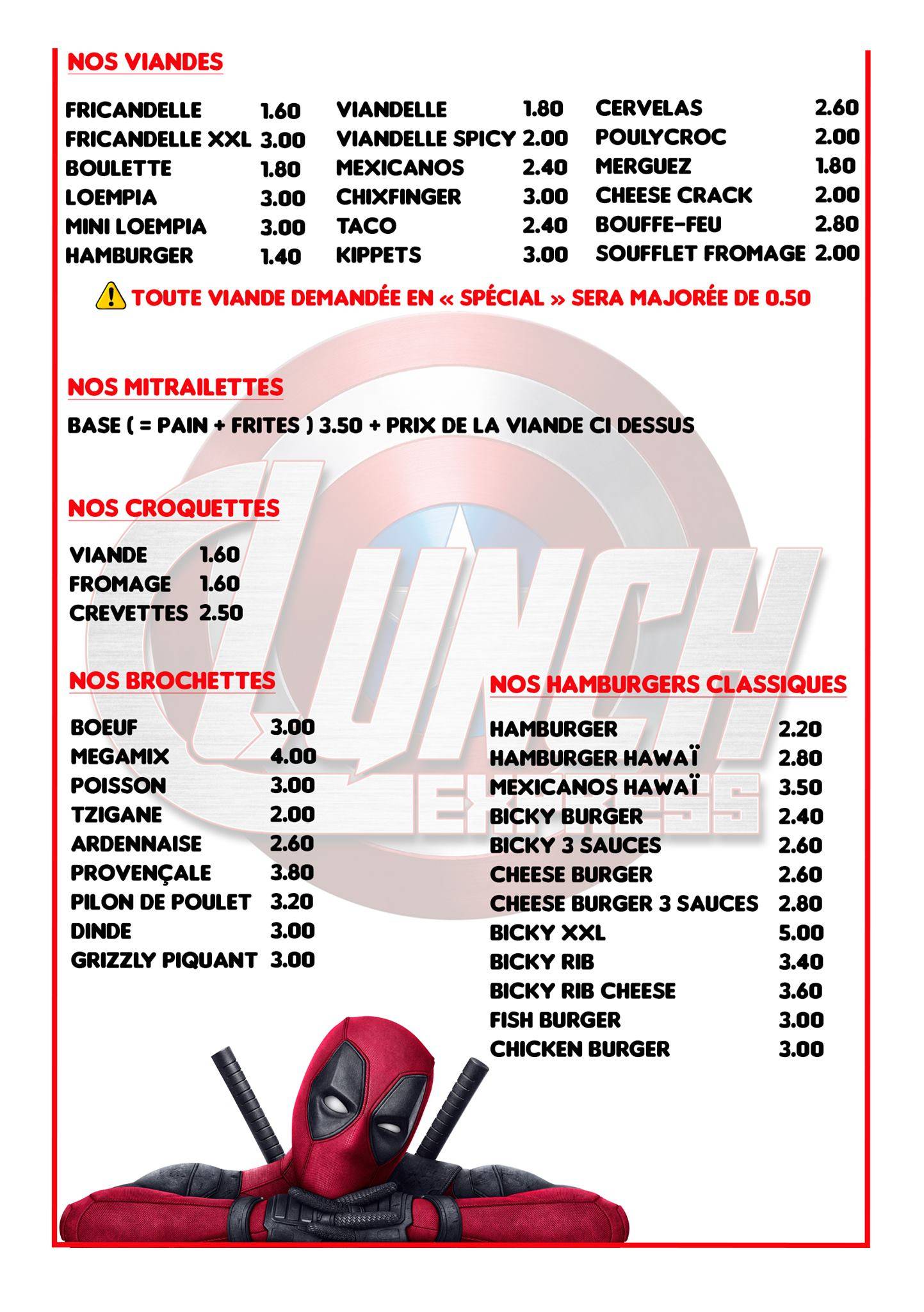 Menu de Lunch Express