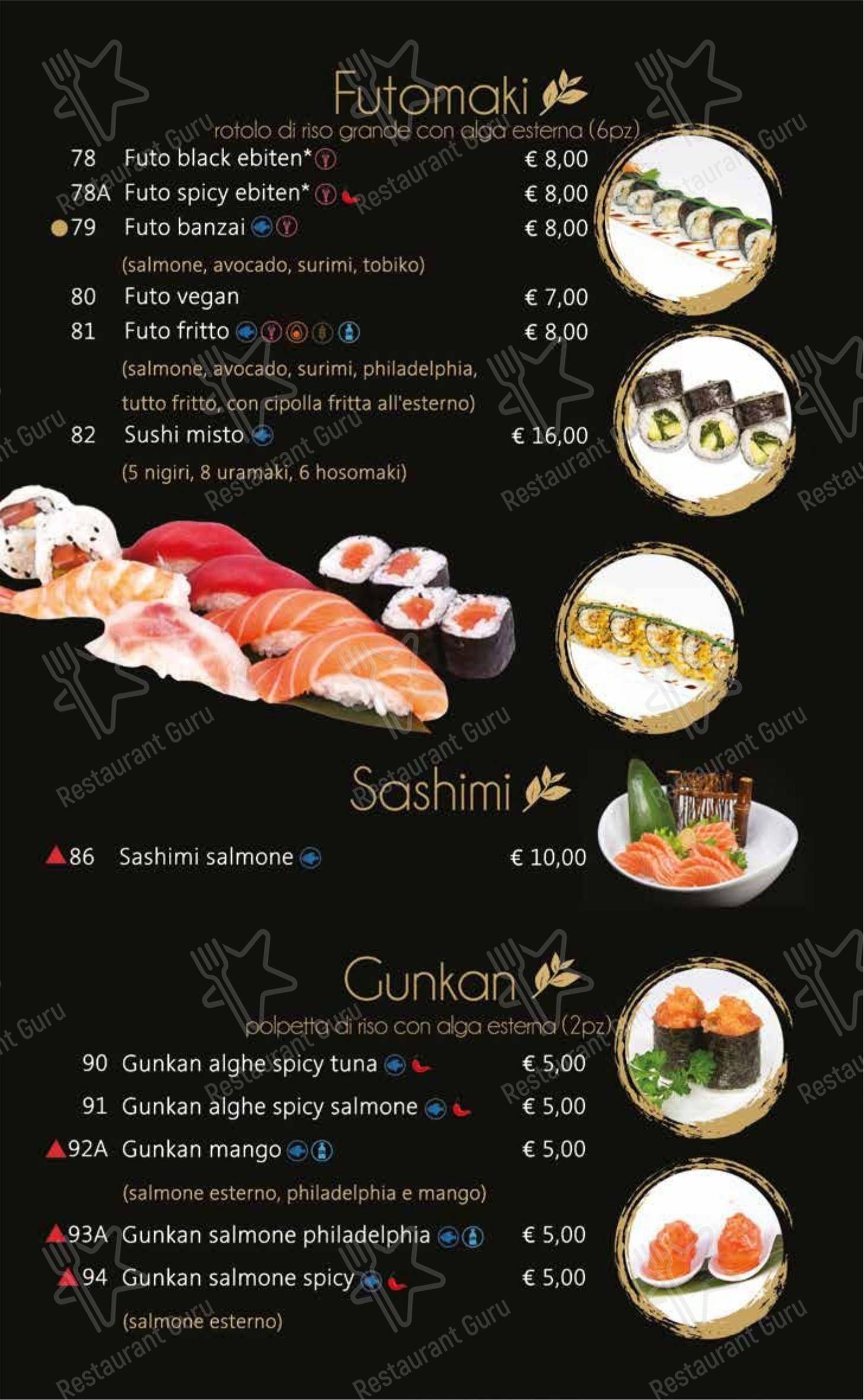 Menu bar per Mulan sushi ristorante