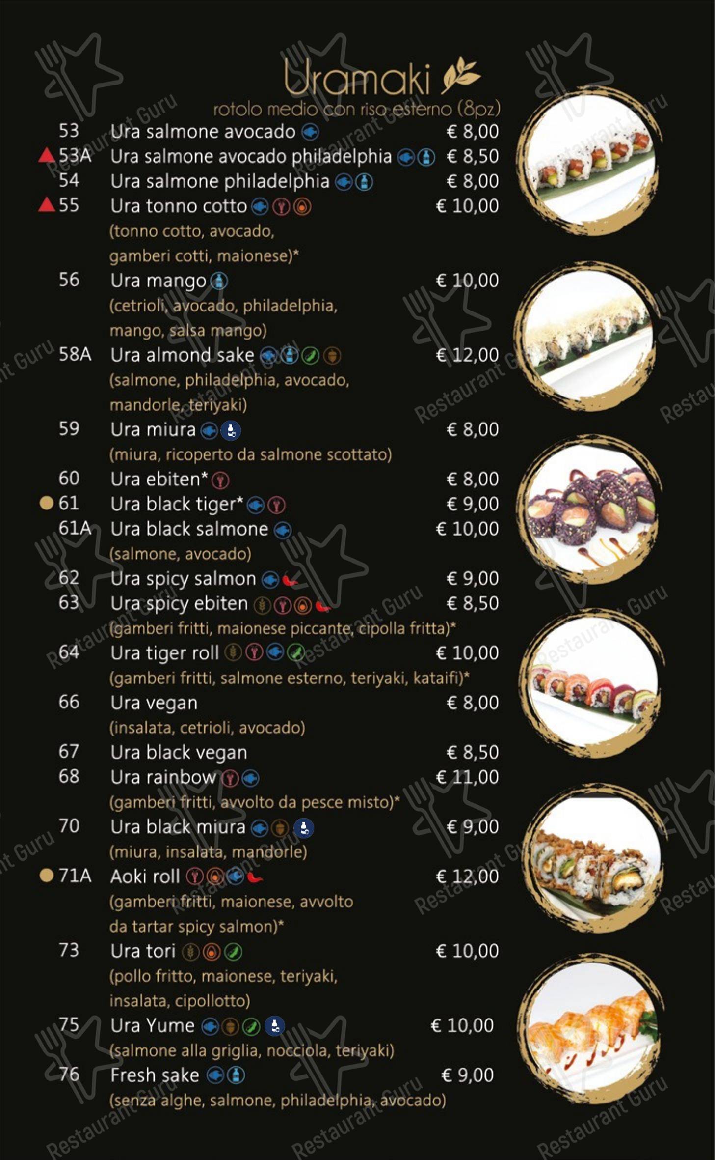 Menu bar per Mulan sushi ristorante