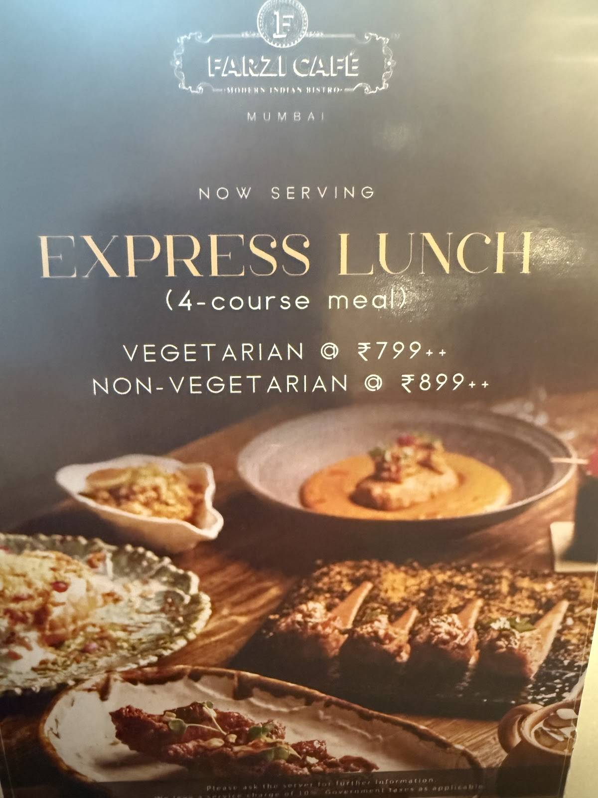 Farzi Cafe menu