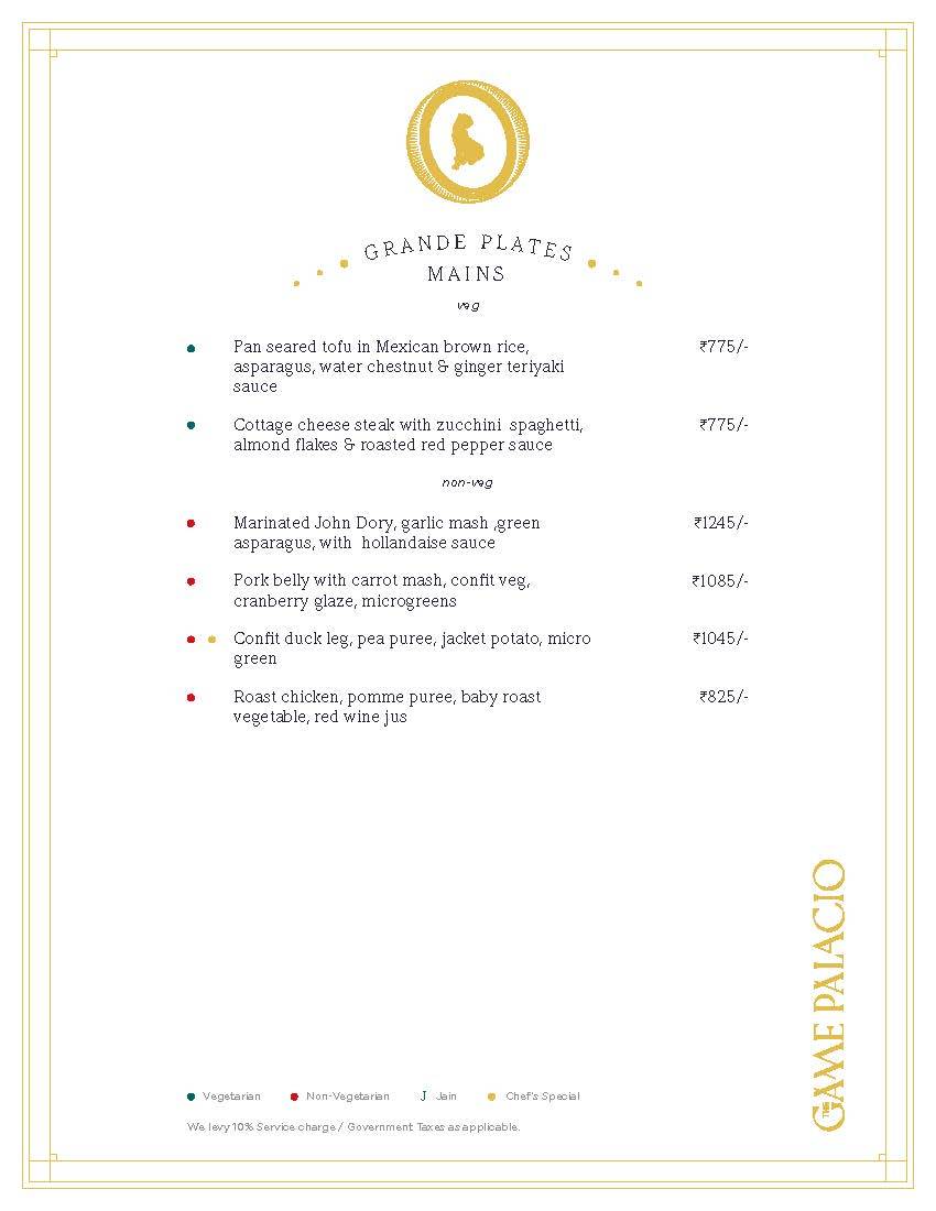 The Game Palacio menu