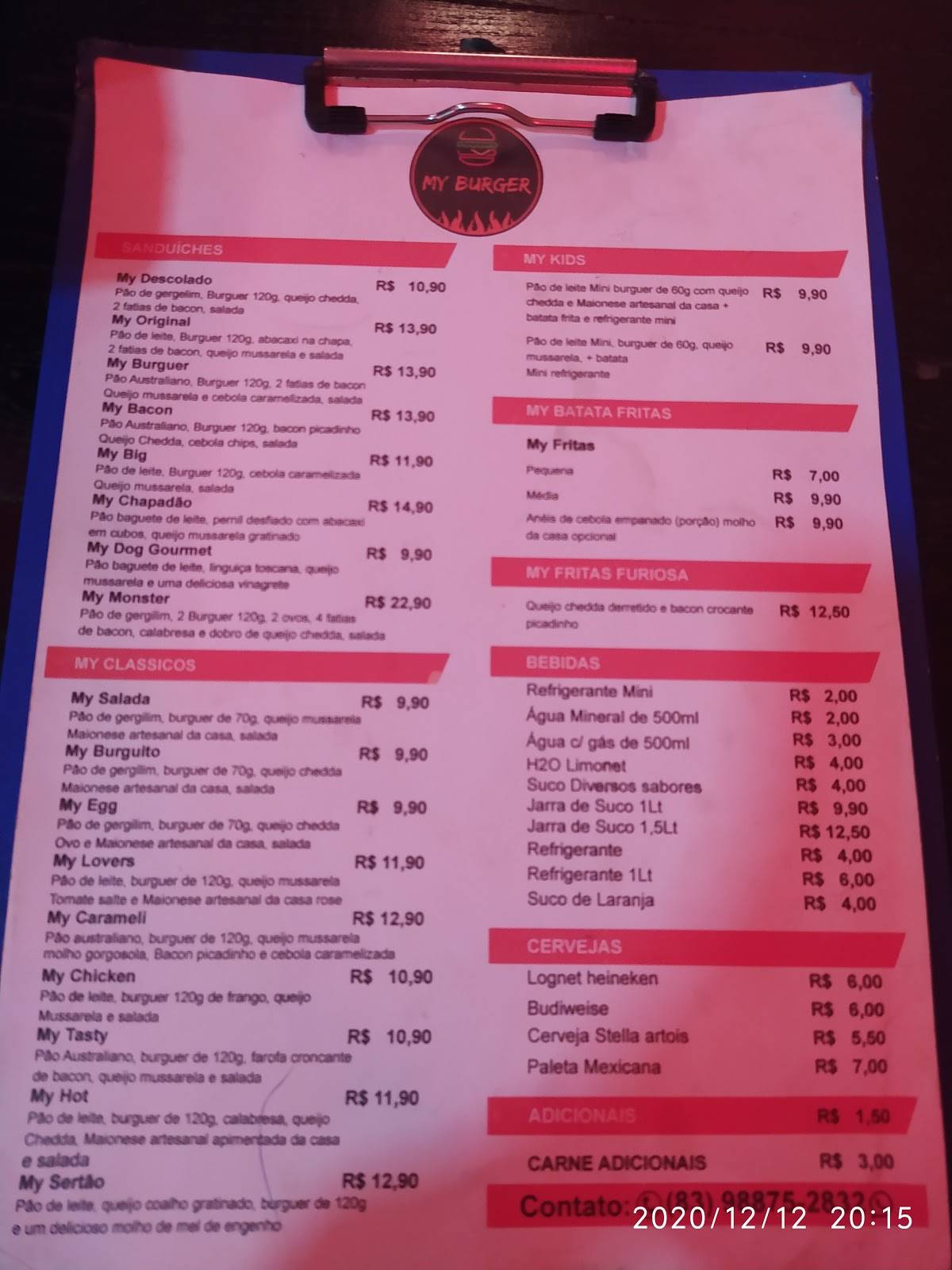 My BURGER cardápio