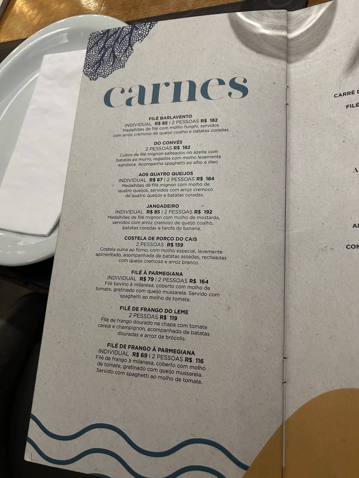 Restaurante Nau Frutos Do Mar - Manaíra cardápio