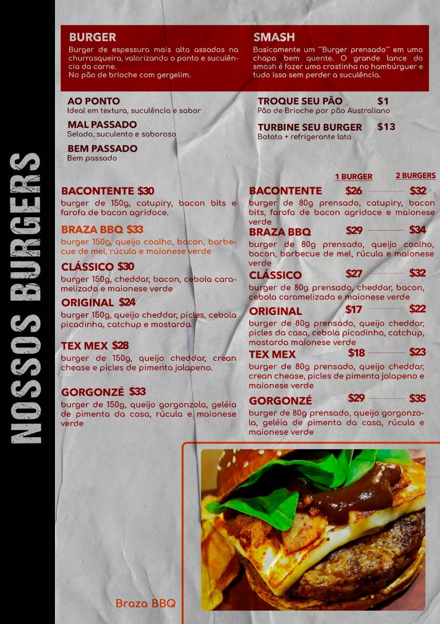 Na Brasa Burger - SJRP cardápio