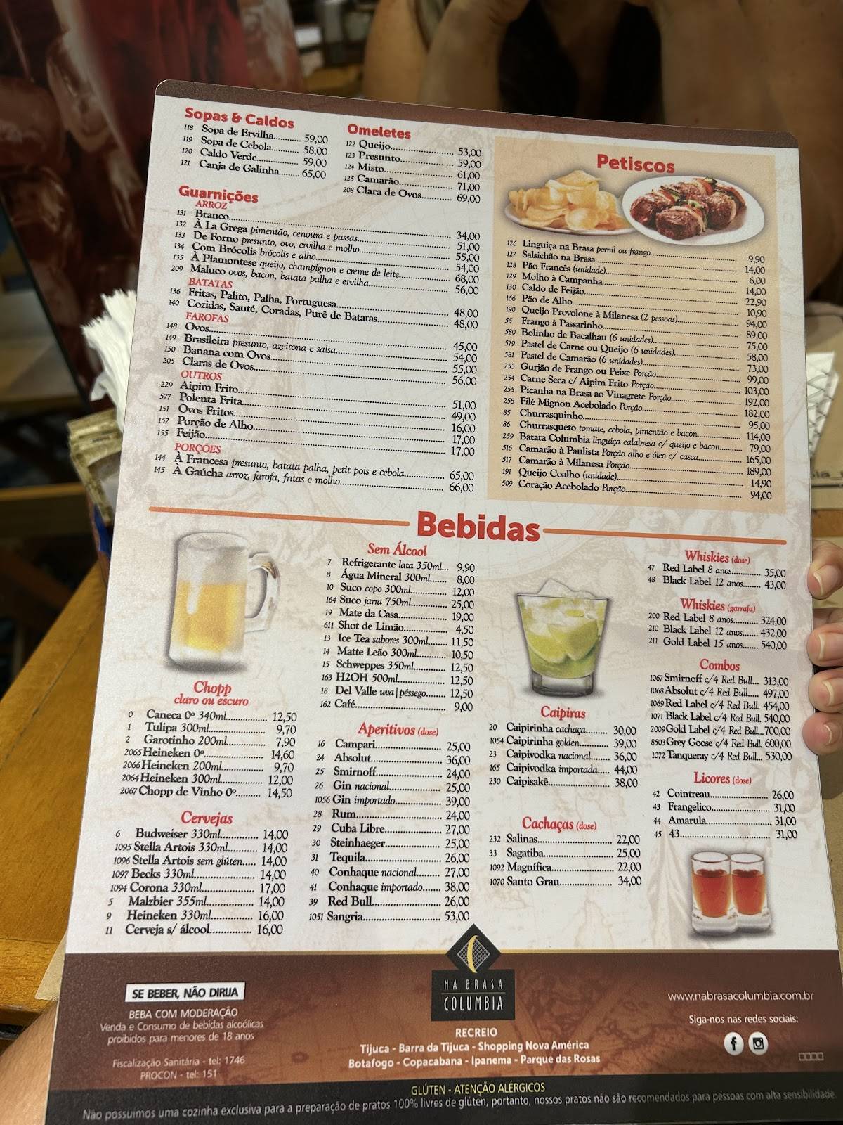 Na Brasa Columbia cardápio
