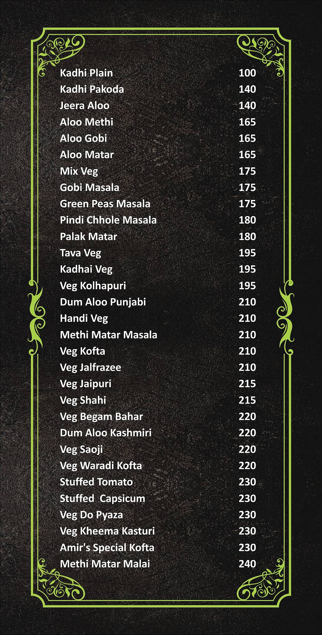 Amir's Punjabi Restaurant by Khana Khazana menu