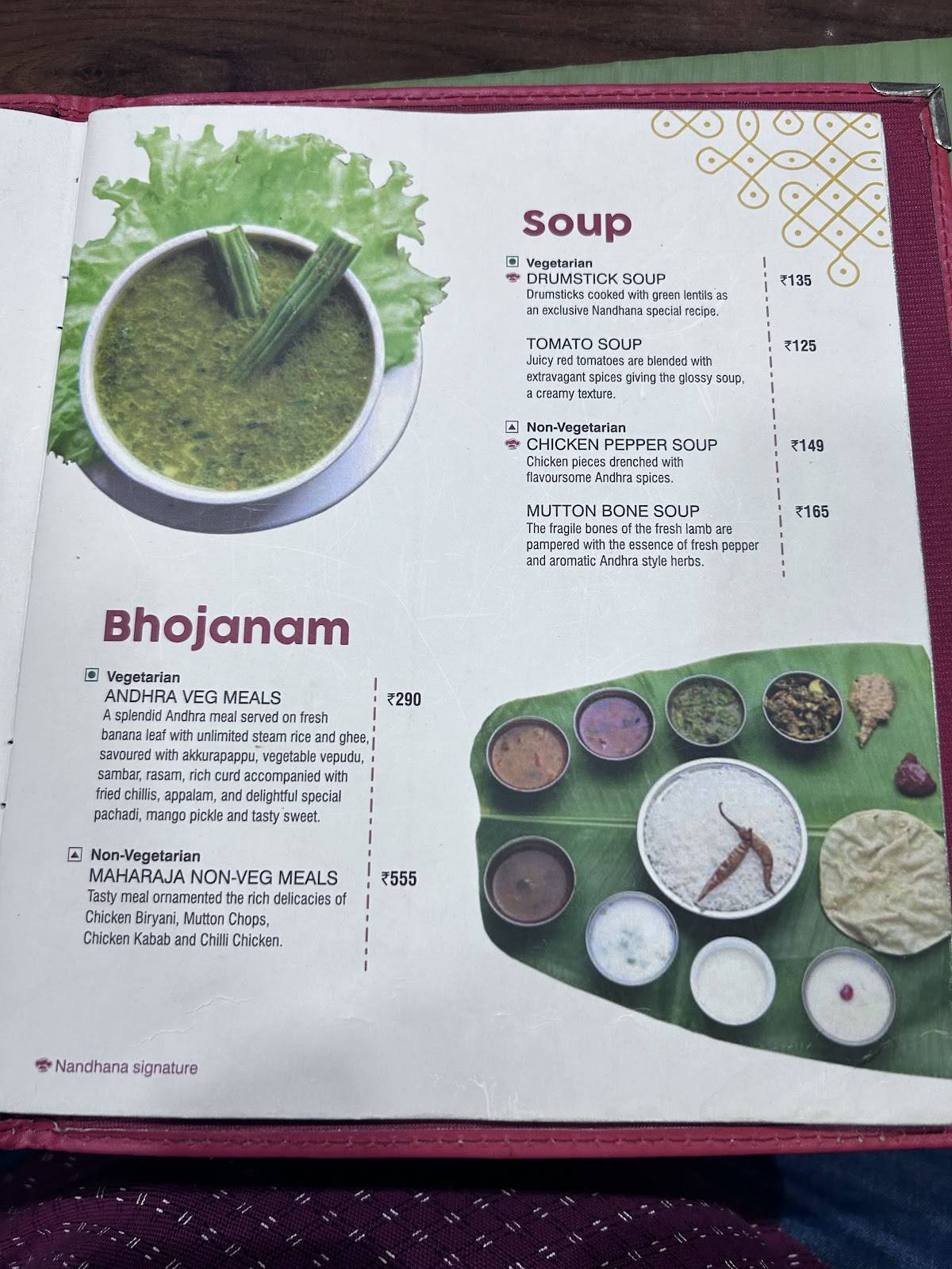 Nandhana Palace - Andhra Style Restaurant - Marathahalli menu