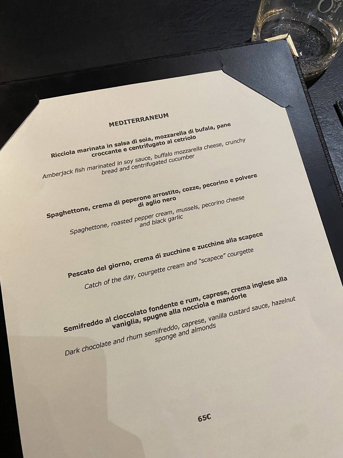 Menu de Opera Restaurant