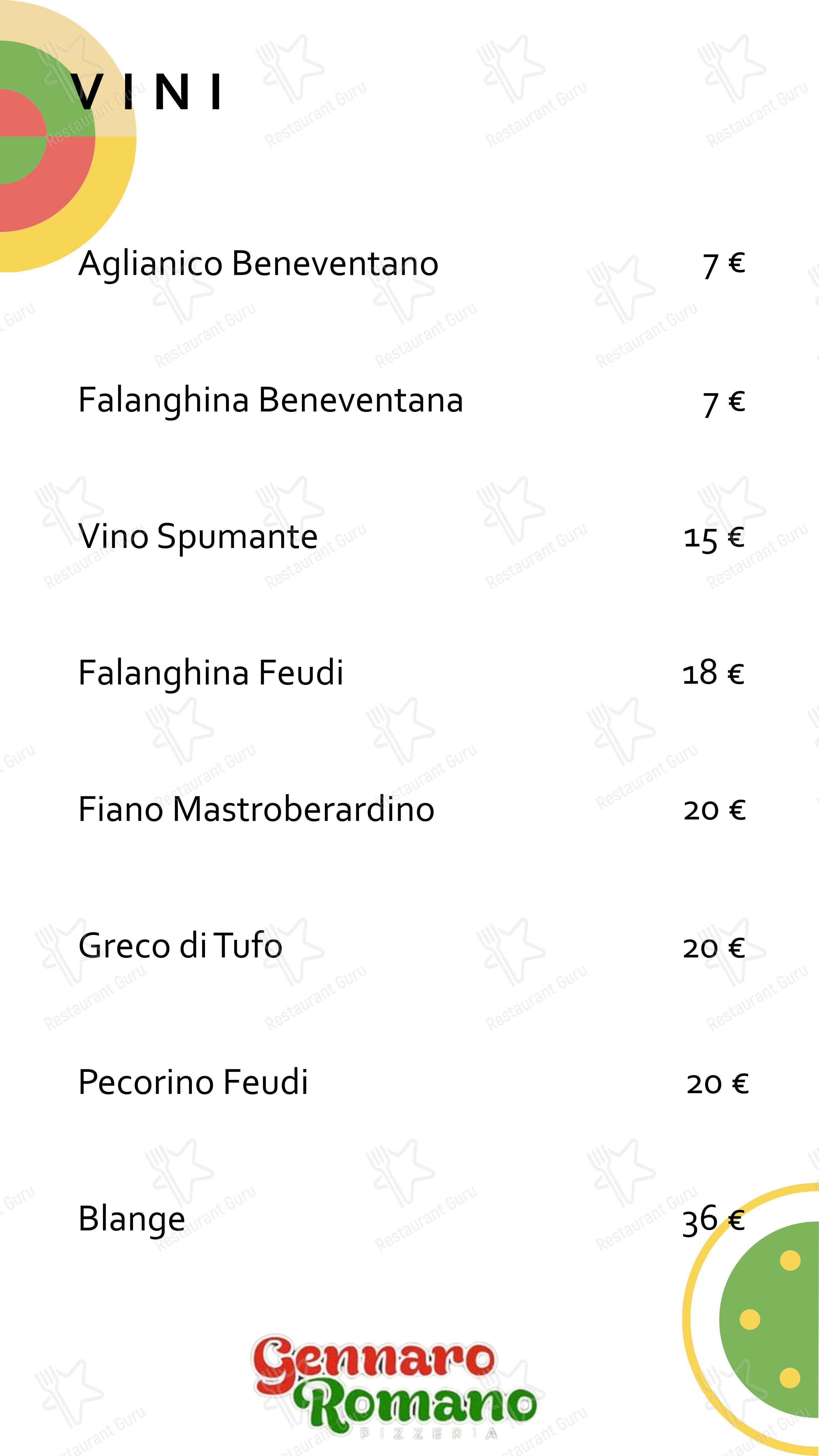 Menu di Napule 'e Notte - Menu bar