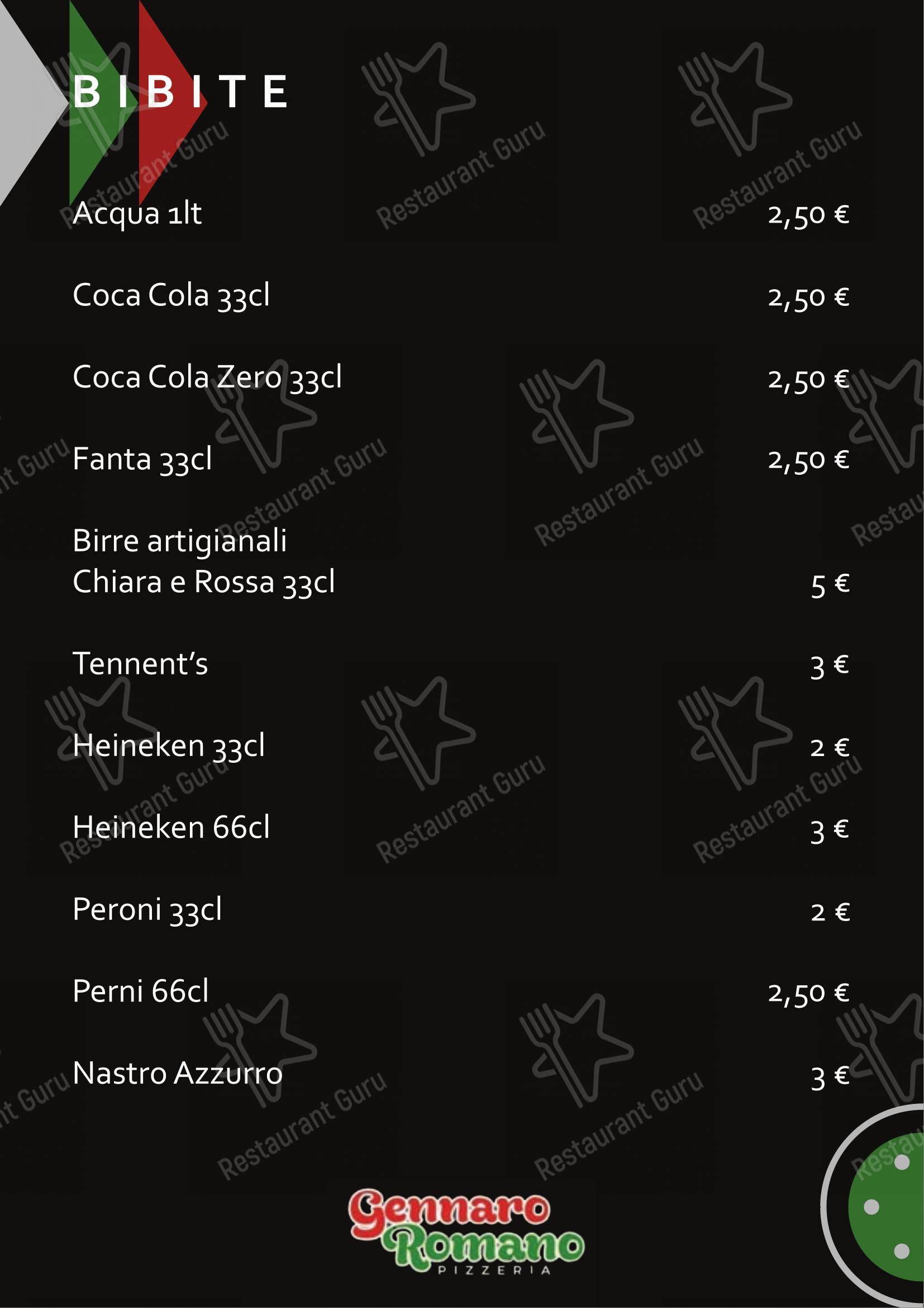 菜单 per Napule 'e Notte ristorante