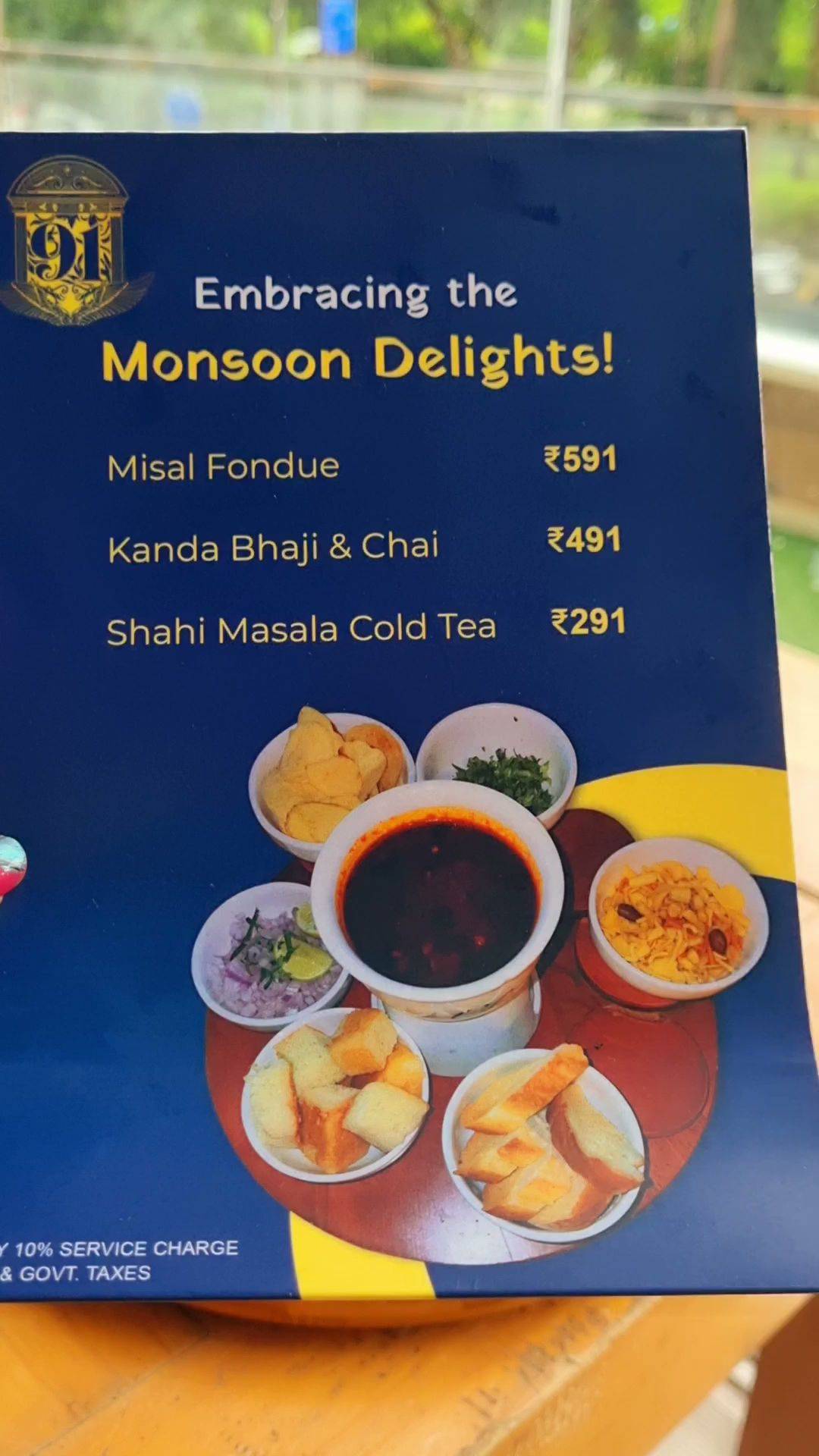 91 Palm Beach Cafe menu