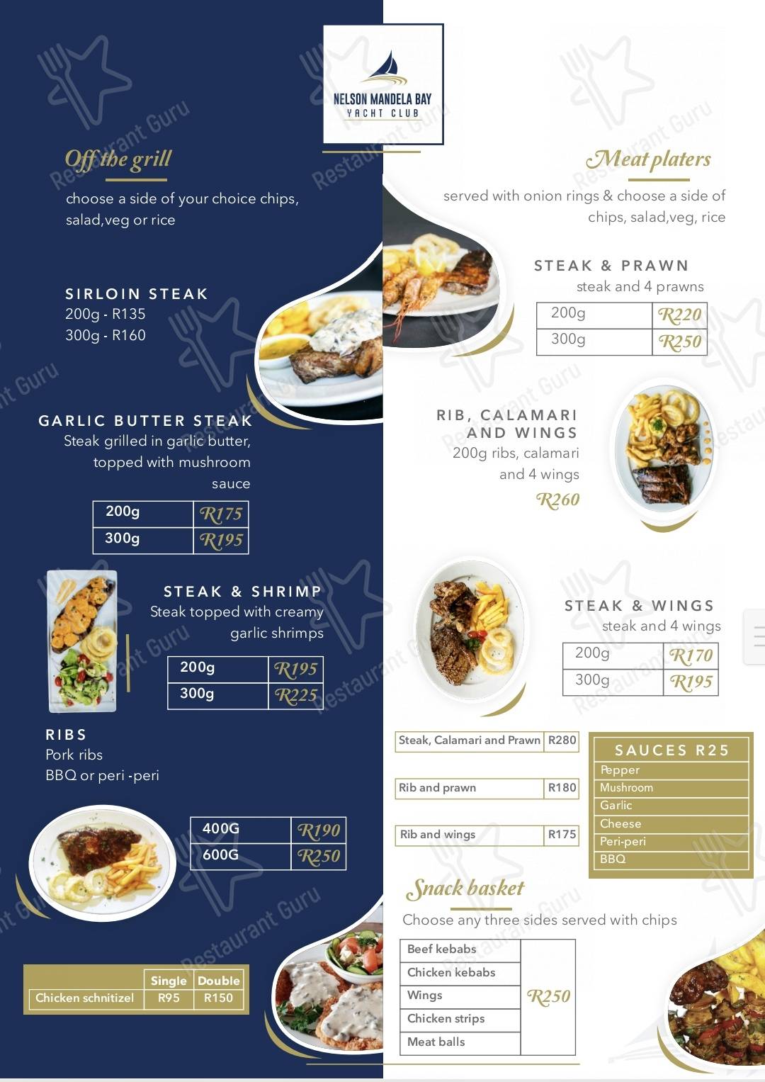 nelson mandela bay yacht club menu