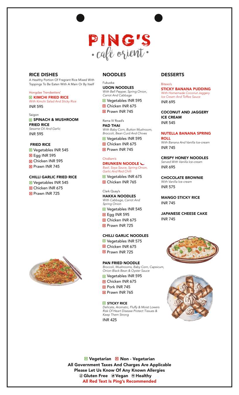 Ping's Cafe Orient menu