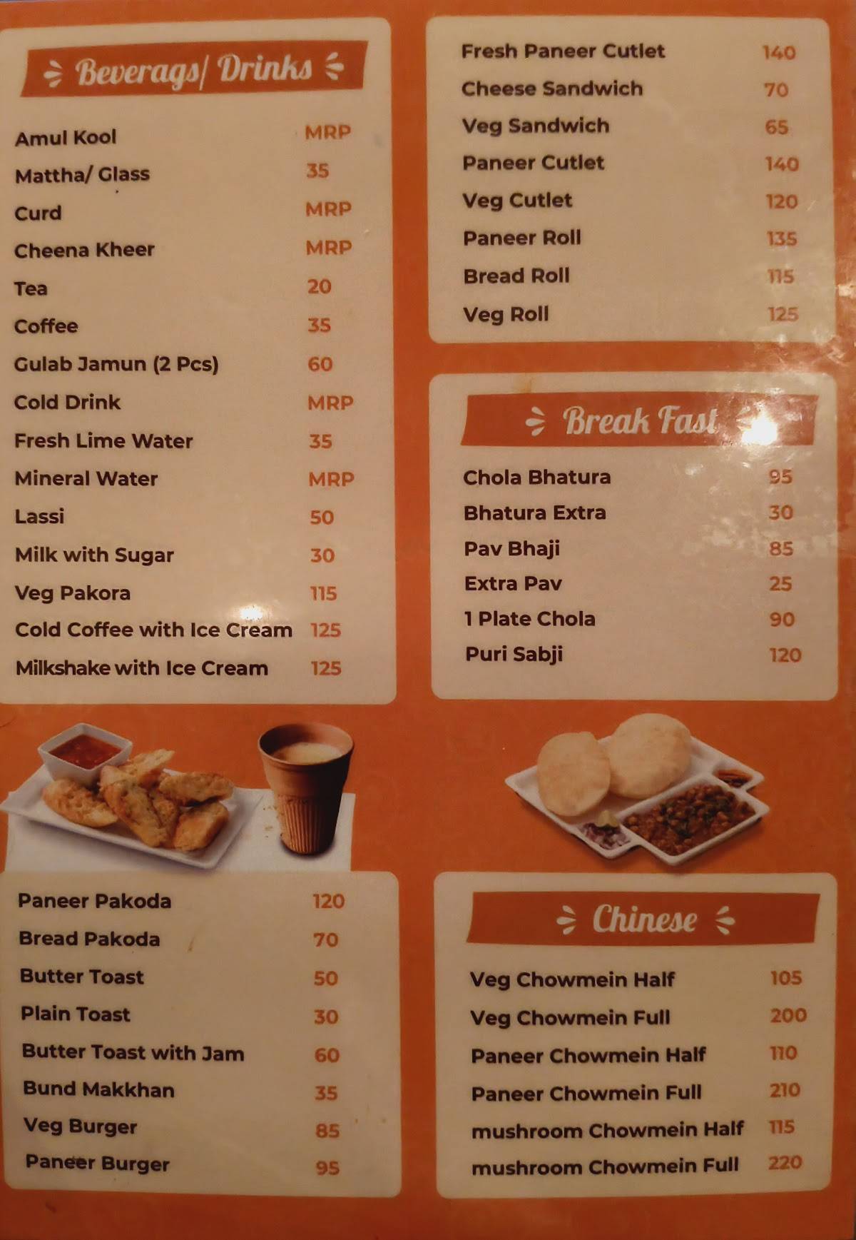 New Parag Restaurant & Dairy menu